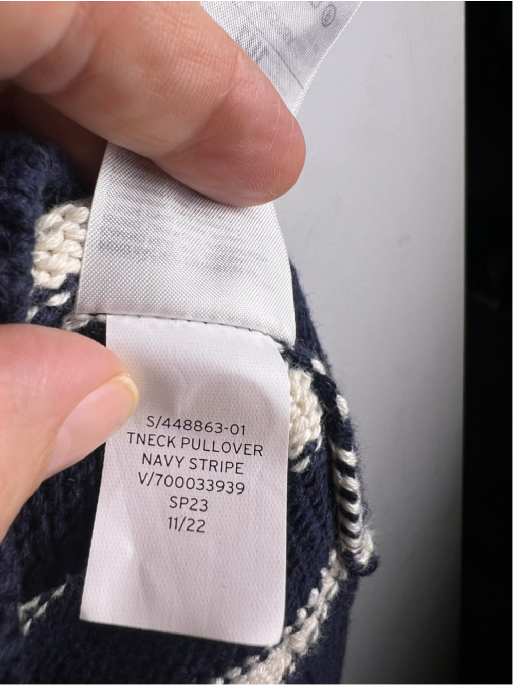 GAP Navy White Stripe Turtleneck Sweater Small 100% Cotton Oversized Nautical - Picture 5 of 6